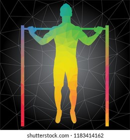 Workout concept. Vector silhouette of man doing fitness and workouts exercises. Active and healthy life concept