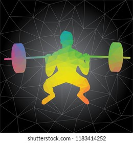 Workout concept. Vector silhouette of man doing fitness and workouts exercises. Active and healthy life concept