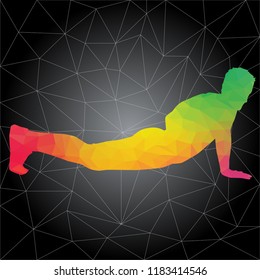 Workout concept. Vector silhouette of man doing fitness and workouts exercises. Active and healthy life concept