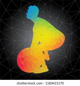 Concepto de entrenamiento. Silueta vectorial del hombre haciendo ejercicios de fitness y entrenamiento. Concepto de vida activa y saludable