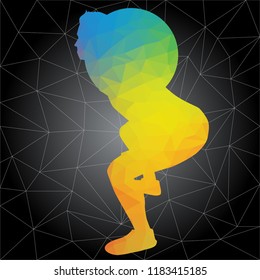Workout concept. Vector silhouette of man doing fitness and workouts exercises. Active and healthy life concept