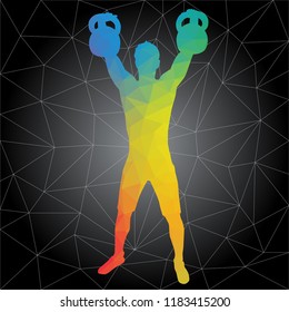 Workout concept. Vector silhouette of man doing fitness and workouts exercises. Active and healthy life concept