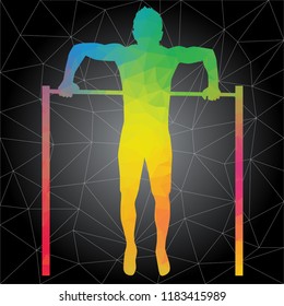 Concepto de entrenamiento. Silueta vectorial del hombre haciendo ejercicios de fitness y entrenamiento. Concepto de vida activa y saludable