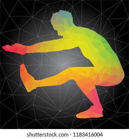 Workout concept. Vector silhouette of man doing fitness and workouts exercises. Active and healthy life concept