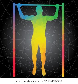 Workout concept. Vector silhouette of man doing fitness and workouts exercises. Active and healthy life concept