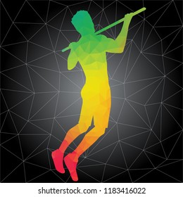 Workout concept. Vector silhouette of man doing fitness and workouts exercises. Active and healthy life concept