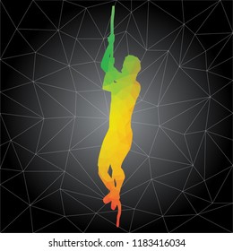 Concepto de entrenamiento. Silueta vectorial del hombre haciendo ejercicios de fitness y entrenamiento. Concepto de vida activa y saludable