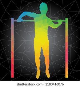 Concepto de entrenamiento. Silueta vectorial del hombre haciendo ejercicios de fitness y entrenamiento. Concepto de vida activa y saludable