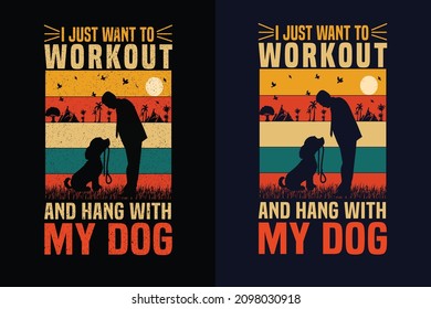 Workout and dog tshirt design template
