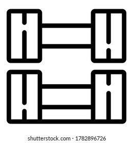 Machen Sie eine Hantel-Ikone aus. Umriss-Workout-Hantel, Vektorsymbol für Webdesign einzeln auf weißem Hintergrund