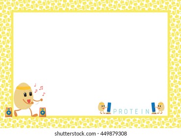 Workout Eggs Cartoon Aerobic Dance Design in Yellow Dumbbell Pattern for Picture and Note Frame