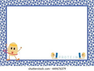 Workout Eggs Cartoon Design in Blue Dumbbell Pattern for Picture and Note Frame