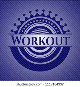 Workout emblem with jean texture