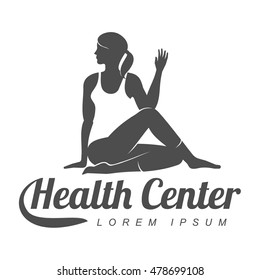 Workout  emblem and sticker. Fitness, Aerobic and workout exercise in gym. Vector set of workout logo isolated on white background.
