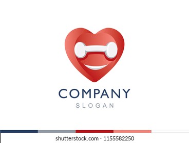workout and exercise heart logo, fitness and health club