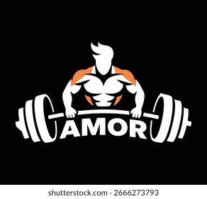 Icono del entrenamiento y del ejercicio, figura fuerte del hombre
