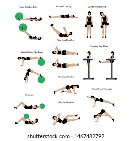 Workout exercise illustration on the white background. Vector illustration