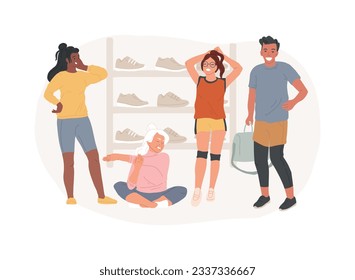Workout fashion isolated concept vector illustration. Exercise fashion, workout outfit, gym clothing trend, sportswear brand, sport style, oversize clothes, fitness model agency vector concept.
