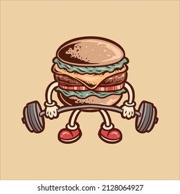 workout fast food cartoon vector design