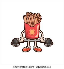 workout fast food cartoon vector design