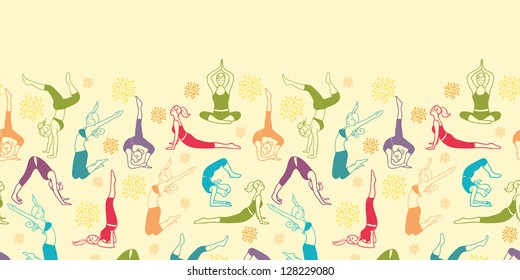 Workout fitness girls horizontal seamless pattern background