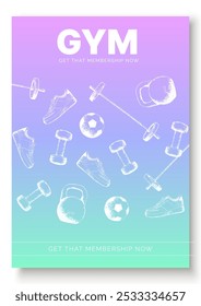 Workout fitness grungy style sketch art vector