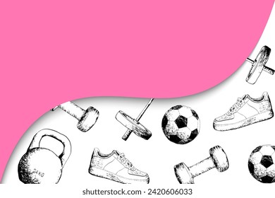 Workout fitness sport sketch grunge style design vector