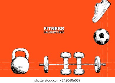 Workout fitness sport sketch grunge style design vector