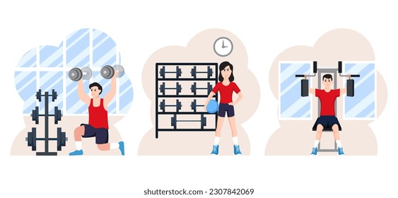 Workout Flat Bundle Design Illustration