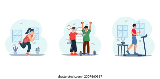 Workout Flat Bundle Design Illustration