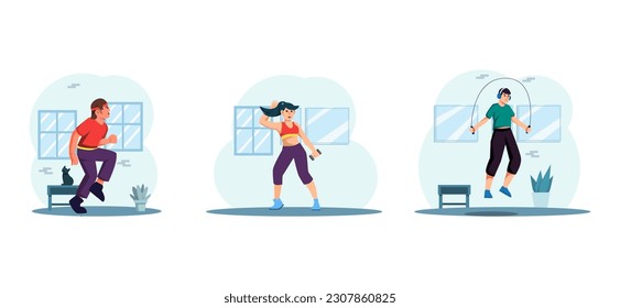 Workout Flat Bundle Design Illustration