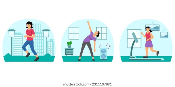 Workout Flat Bundle Illustration Design