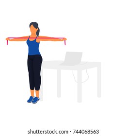 Workout for freelancers and bloggers. Fitness, Aerobic and workout exercise in gym. Vector set of gym icons in flat style isolated on white background. People in gym. Gym equipment.