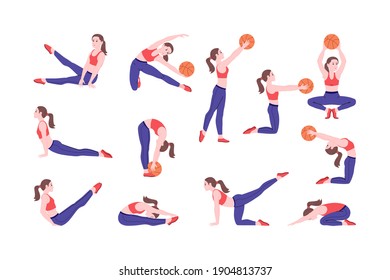 Group Young Girls Doing Sports Physical Stock Vector (Royalty Free ...