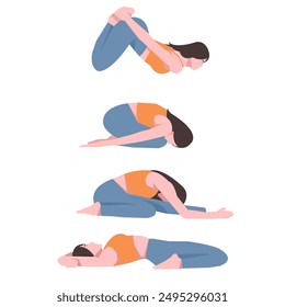 Workout girl set. Woman doing fitness and yoga exercises. Full body workout. Warming up, stretching. Suitable for a yoga theme.