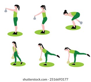 Ilustración vectorial de la muchacha del entrenamiento.3 mueve el Vector de la muchacha.