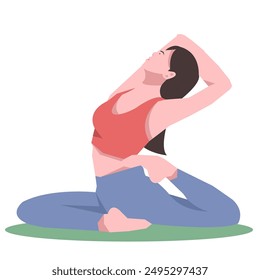 Workout girl. Woman doing fitness and yoga exercises. Full body workout. Warming up, stretching. Suitable for a yoga theme.