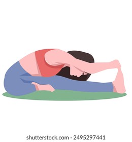 Workout girl. Woman doing fitness and yoga exercises. Full body workout. Warming up, stretching. Suitable for a yoga theme.