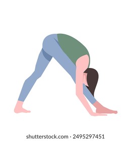 Workout girl. Woman doing fitness and yoga exercises. Full body workout. Warming up, stretching. Suitable for a yoga theme.