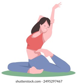 Workout girl. Woman doing fitness and yoga exercises. Full body workout. Warming up, stretching. Suitable for a yoga theme.