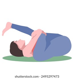 Workout girl. Woman doing fitness and yoga exercises. Full body workout. Warming up, stretching. Suitable for a yoga theme.