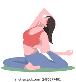 Workout girl. Woman doing fitness and yoga exercises. Full body workout. Warming up, stretching. Suitable for a yoga theme.