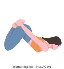 Workout girl. Woman doing fitness and yoga exercises. Full body workout. Warming up, stretching. Suitable for a yoga theme.