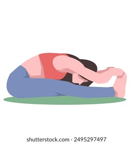 Workout girl. Woman doing fitness and yoga exercises. Full body workout. Warming up, stretching. Suitable for a yoga theme.