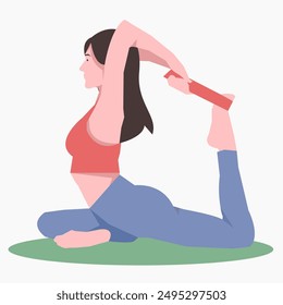 Workout girl. Woman doing fitness and yoga exercises. Full body workout. Warming up, stretching. Suitable for a yoga theme.