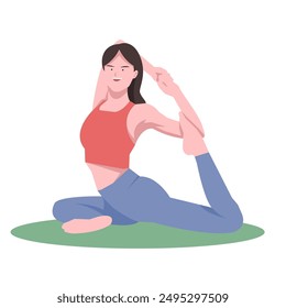 Workout girl. Woman doing fitness and yoga exercises. Full body workout. Warming up, stretching. Suitable for a yoga theme.