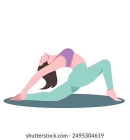 Workout girl. Woman doing fitness and yoga exercises. Full body workout. Warming up, stretching. Suitable for a yoga theme.