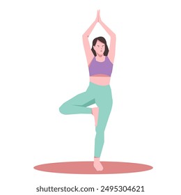 Workout girl. Woman doing fitness and yoga exercises. Full body workout. Warming up, stretching. Suitable for a yoga theme.