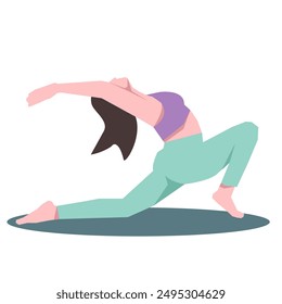 Workout girl. Woman doing fitness and yoga exercises. Full body workout. Warming up, stretching. Suitable for a yoga theme.