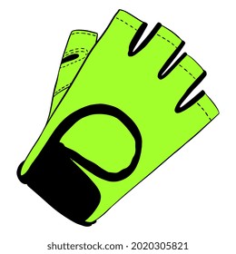 Guantes de entrenamiento. Ejercicio. Deporte. Gimnasio. Equipo. Rutina de fitness. Estilo de vida activo. Ilustración dibujada a mano. Icono colorido aislado en fondo blanco. EPS10 vectores